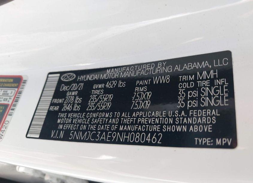 Photo 9 of 2022 Hyundai Tucson SEL (VIN 5NMJC3AE9NH080462)