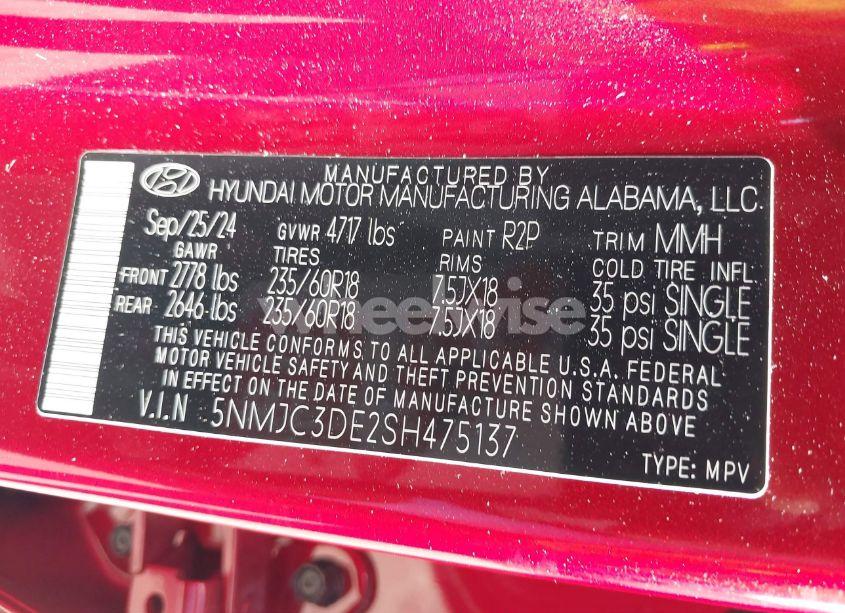 Photo 9 of 2025 Hyundai Tucson SEL CONVENIENCE (VIN 5NMJC3DE2SH475137)