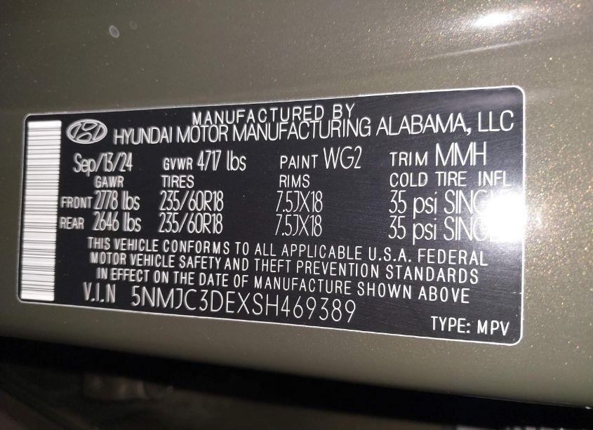 Photo 9 of 2025 Hyundai Tucson SEL CONVENIENCE (VIN 5NMJC3DEXSH469389)