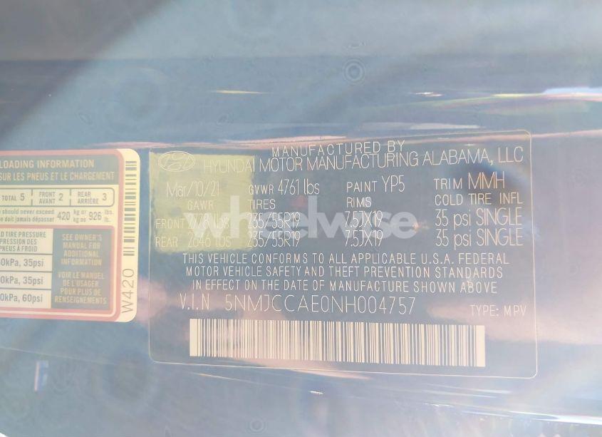 Photo 9 of 2022 Hyundai Tucson SEL (VIN 5NMJCCAE0NH004757)