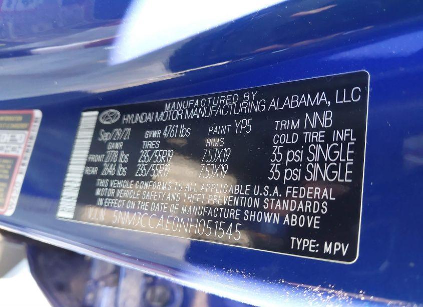 Photo 9 of 2022 Hyundai Tucson SEL (VIN 5NMJCCAE0NH051545)