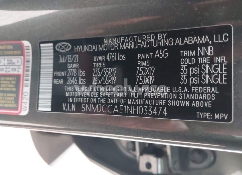 Photo 9 of 2022 Hyundai Tucson SEL (VIN 5NMJCCAE1NH033474)