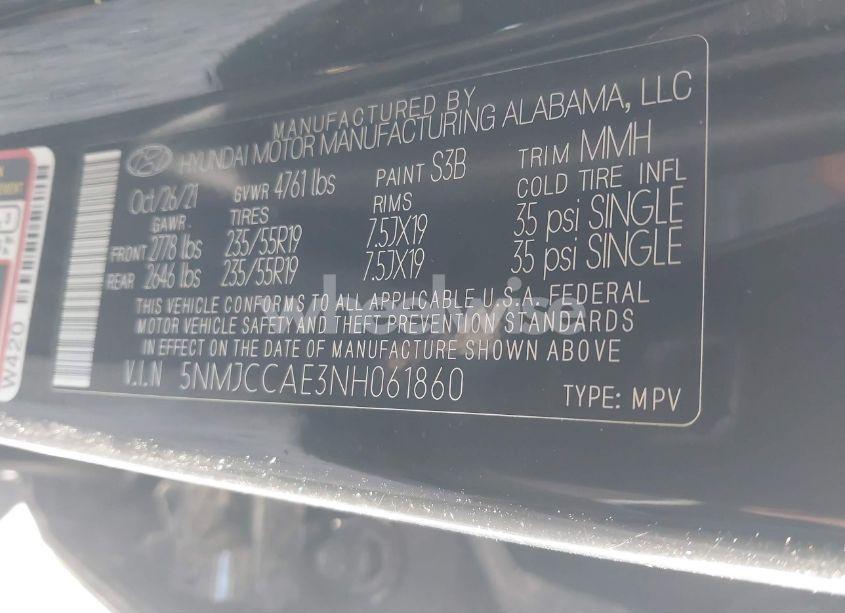 Photo 9 of 2022 Hyundai Tucson SEL (VIN 5NMJCCAE3NH061860)