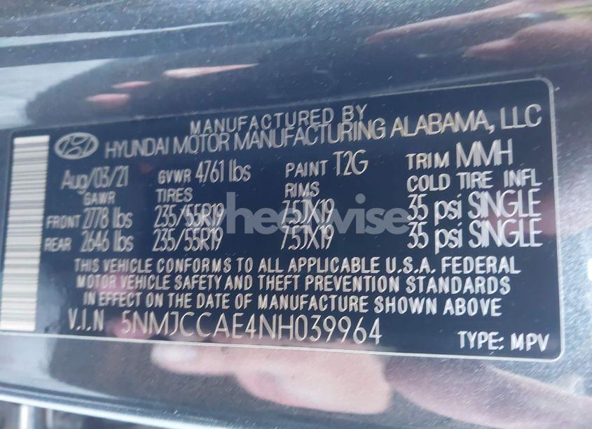 Photo 9 of 2022 Hyundai Tucson SEL (VIN 5NMJCCAE4NH039964)