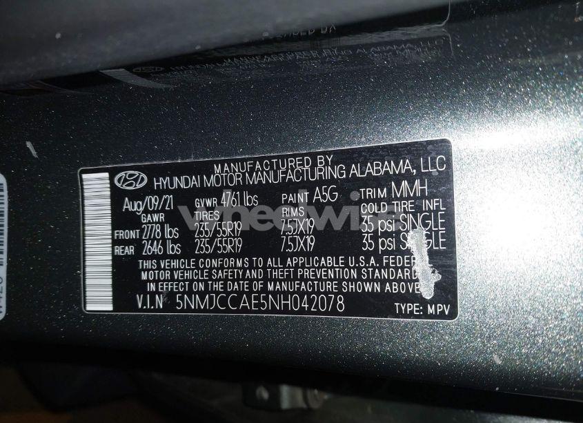 Photo 9 of 2022 Hyundai Tucson SEL (VIN 5NMJCCAE5NH042078)