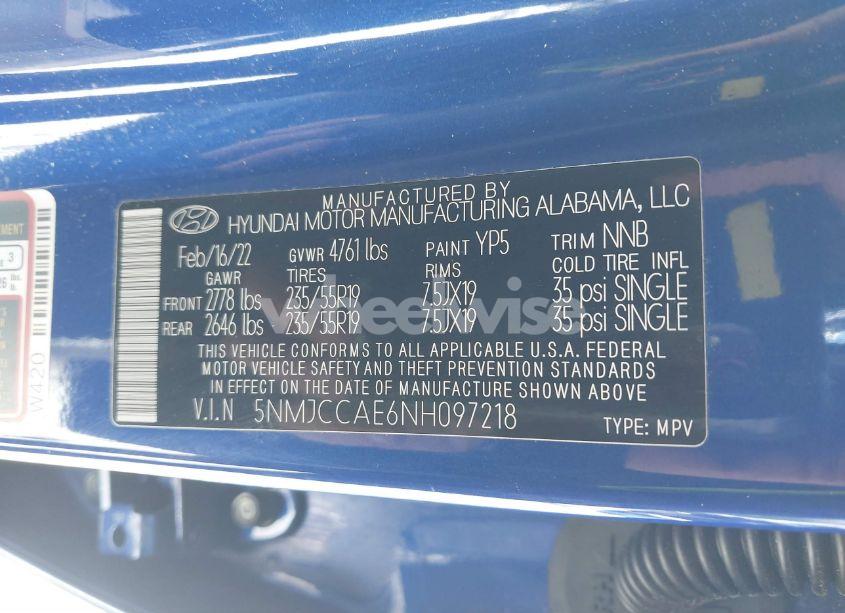 Photo 9 of 2022 Hyundai Tucson SEL (VIN 5NMJCCAE6NH097218)