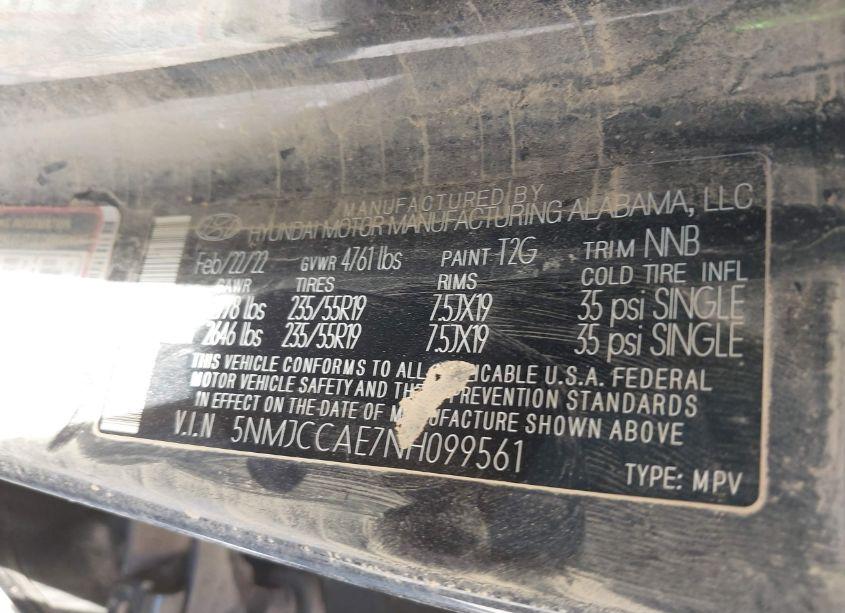 Photo 9 of 2022 Hyundai Tucson SEL (VIN 5NMJCCAE7NH099561)