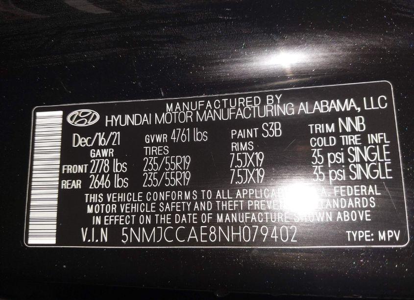 Photo 9 of 2022 Hyundai Tucson SEL (VIN 5NMJCCAE8NH079402)