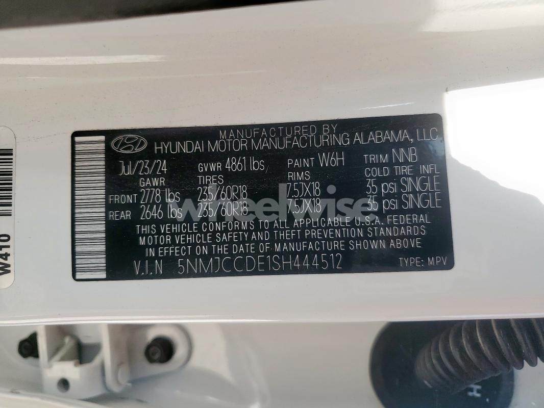 Photo 3 of 2025 HYUNDAI TUCSON SEL (VIN 5NMJCCDE1SH444512)