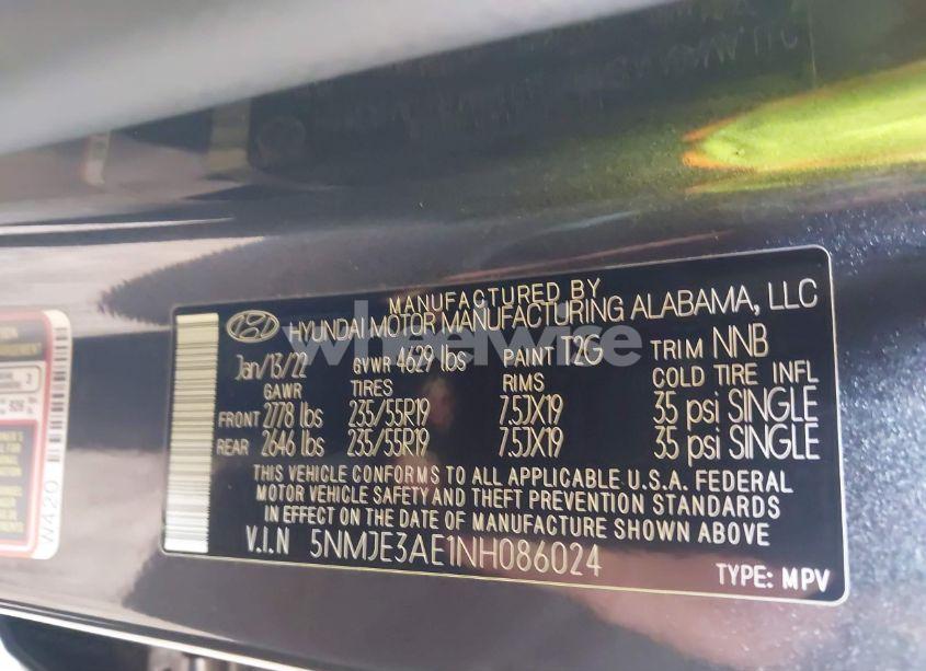 Photo 9 of 2022 Hyundai Tucson LIMITED (VIN 5NMJE3AE1NH086024)