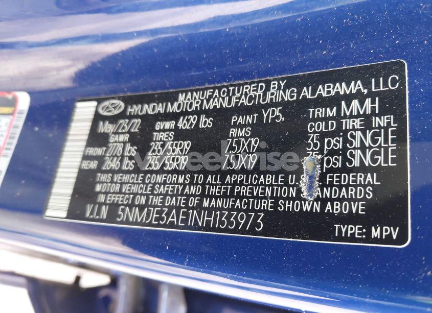 Photo 9 of 2022 Hyundai Tucson LIMITED (VIN 5NMJE3AE1NH133973)