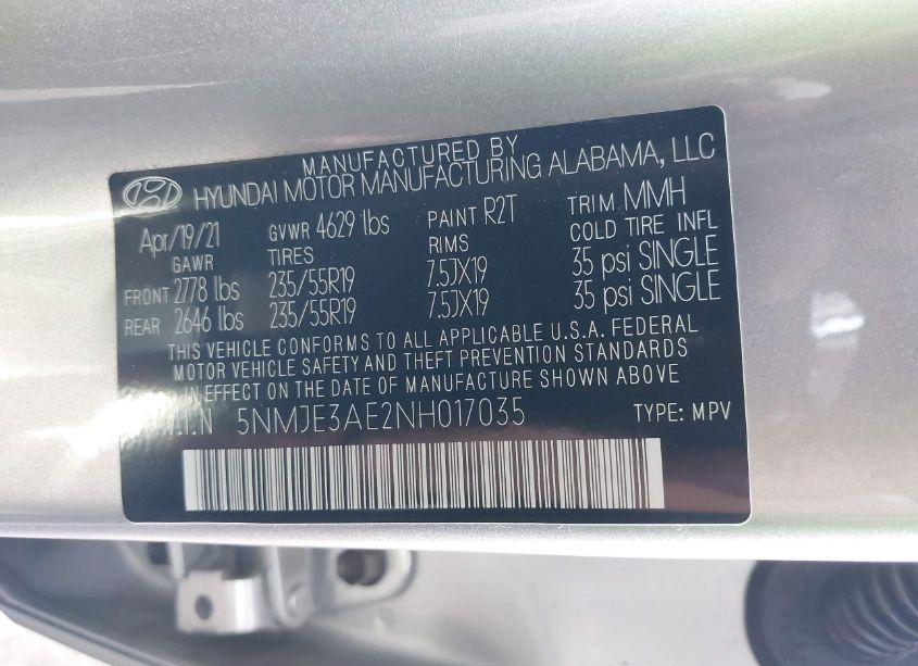 Photo 9 of 2022 Hyundai Tucson LIMITED (VIN 5NMJE3AE2NH017035)