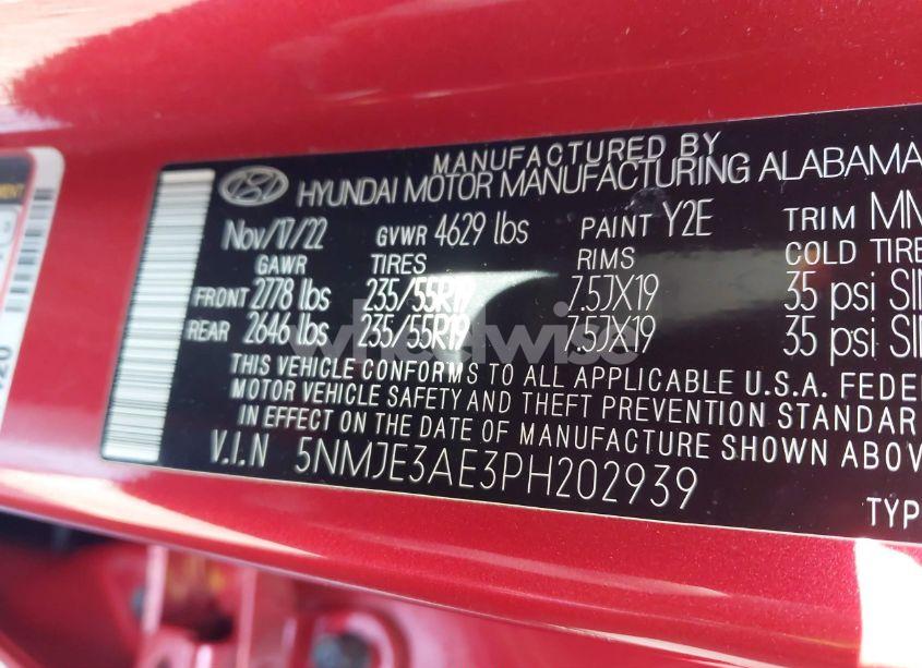 Photo 9 of 2023 Hyundai Tucson LIMITED (VIN 5NMJE3AE3PH202939)