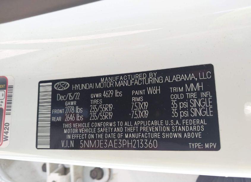 Photo 9 of 2023 Hyundai Tucson LIMITED (VIN 5NMJE3AE3PH213360)