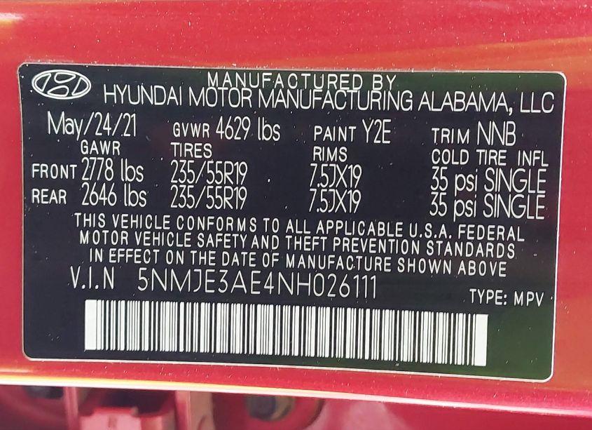 Photo 9 of 2022 Hyundai Tucson LIMITED (VIN 5NMJE3AE4NH026111)