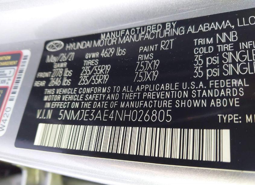 Photo 9 of 2022 Hyundai Tucson LIMITED (VIN 5NMJE3AE4NH026805)