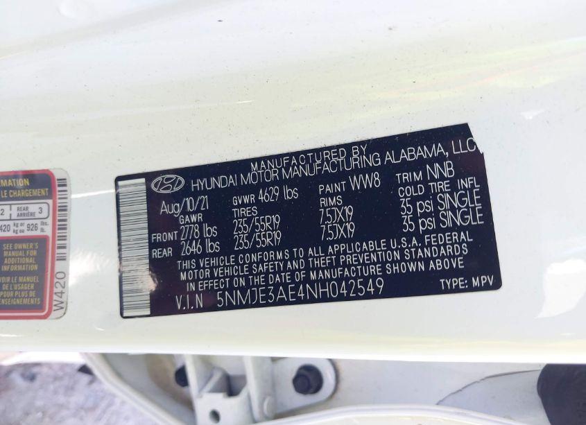 Photo 9 of 2022 Hyundai Tucson LIMITED (VIN 5NMJE3AE4NH042549)