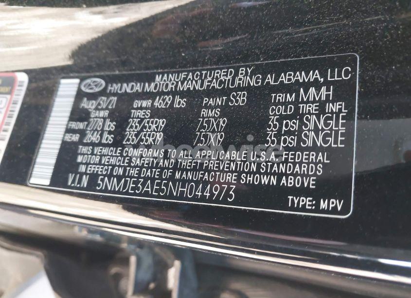 Photo 9 of 2022 Hyundai Tucson LIMITED (VIN 5NMJE3AE5NH044973)