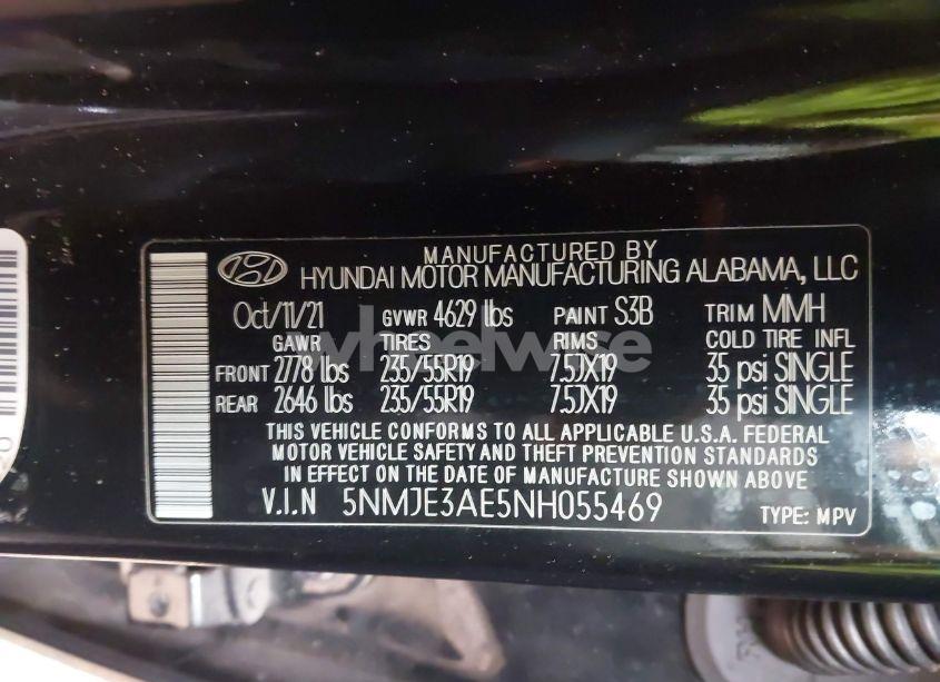 Photo 9 of 2022 Hyundai Tucson LIMITED (VIN 5NMJE3AE5NH055469)