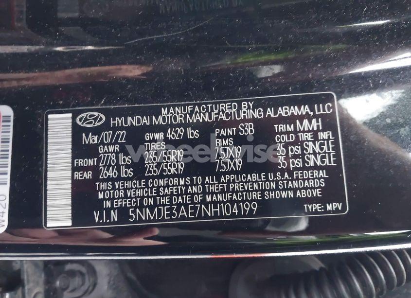 Photo 9 of 2022 Hyundai Tucson LIMITED (VIN 5NMJE3AE7NH104199)