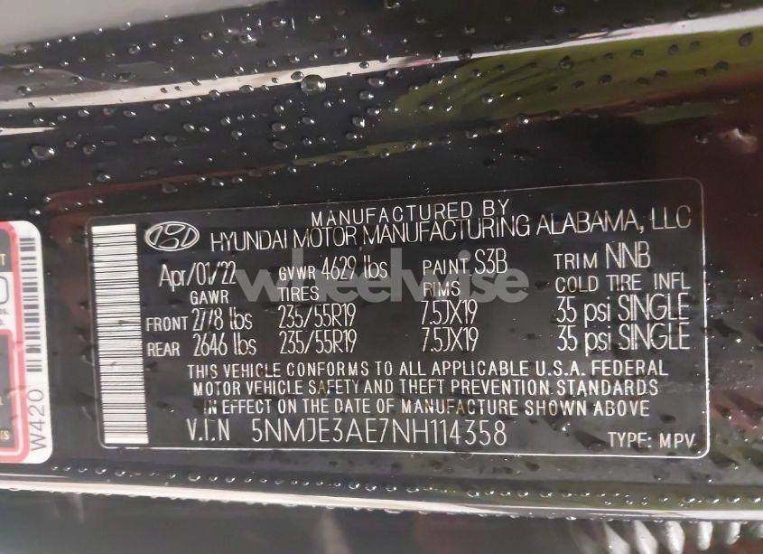 Photo 9 of 2022 Hyundai Tucson LIMITED (VIN 5NMJE3AE7NH114358)