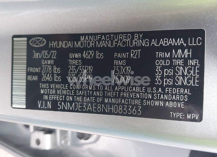 Photo 9 of 2022 Hyundai Tucson LIMITED (VIN 5NMJE3AE8NH083363)