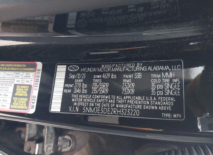 Photo 9 of 2024 Hyundai Tucson LIMITED (VIN 5NMJE3DE2RH323220)