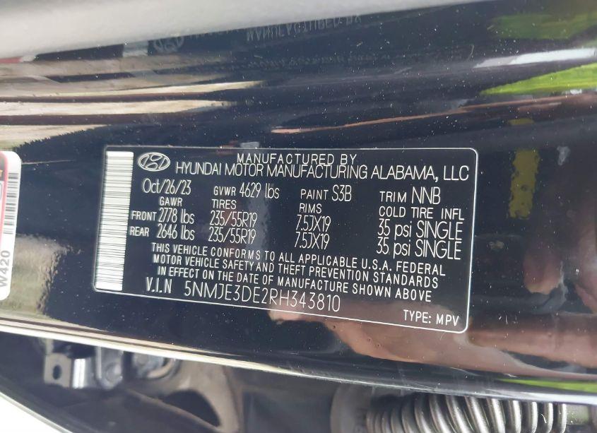 Photo 9 of 2024 Hyundai Tucson LIMITED (VIN 5NMJE3DE2RH343810)