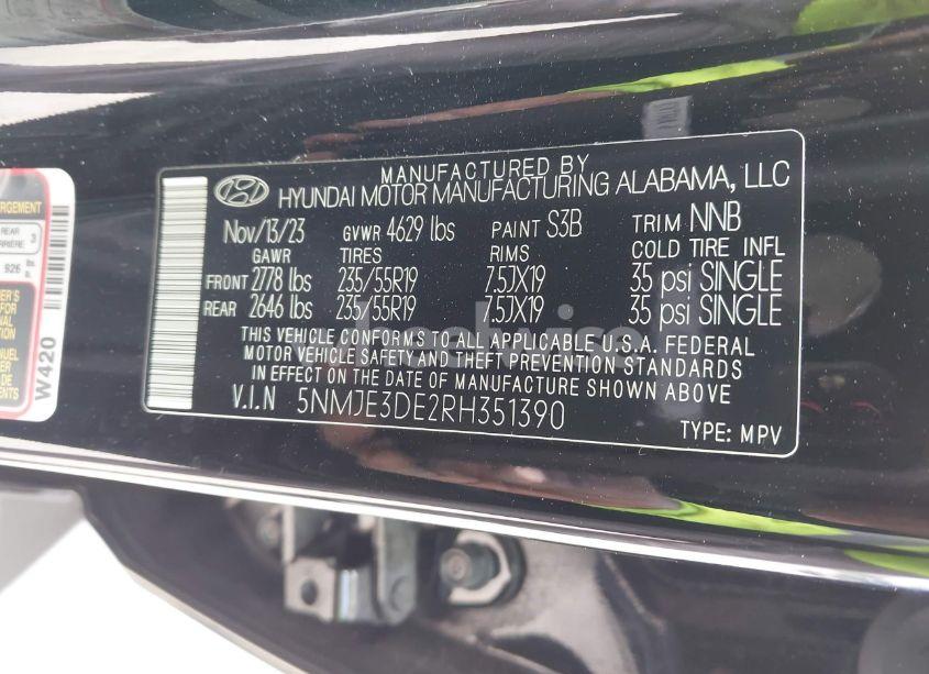 Photo 9 of 2024 Hyundai Tucson LIMITED (VIN 5NMJE3DE2RH351390)