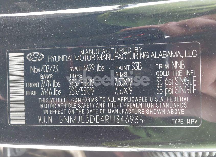 Photo 9 of 2024 Hyundai Tucson LIMITED (VIN 5NMJE3DE4RH346935)