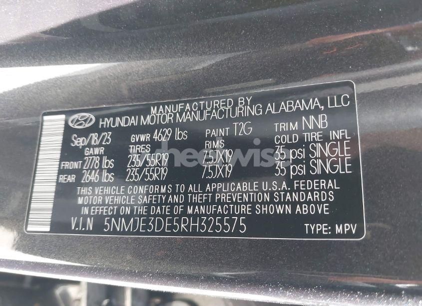 Photo 9 of 2024 Hyundai Tucson LIMITED (VIN 5NMJE3DE5RH325575)