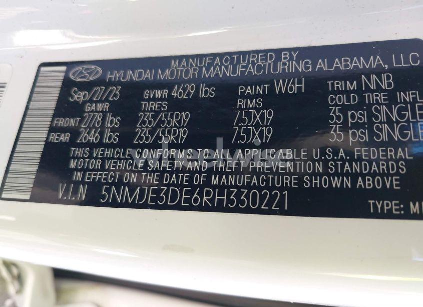 Photo 9 of 2024 Hyundai Tucson LIMITED (VIN 5NMJE3DE6RH330221)