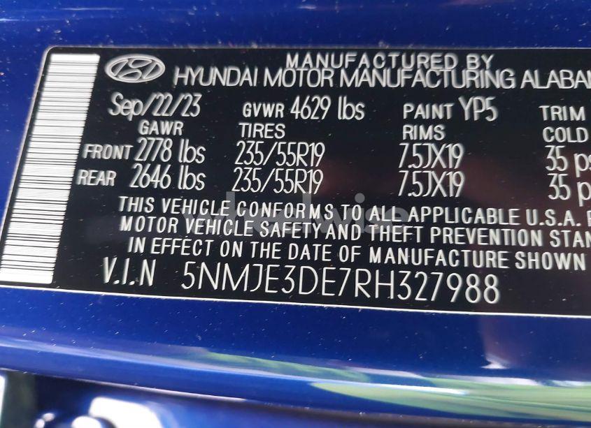 Photo 9 of 2024 Hyundai Tucson LIMITED (VIN 5NMJE3DE7RH327988)