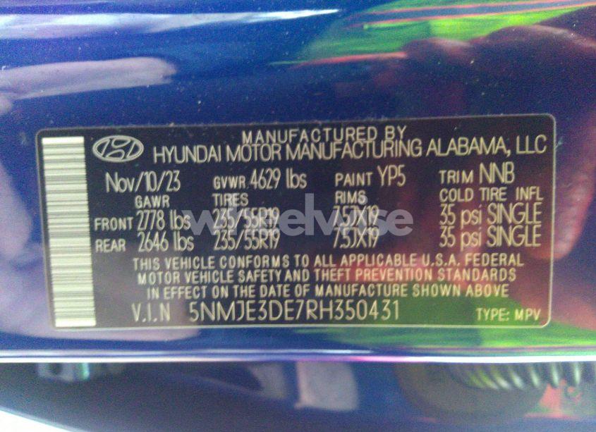 Photo 9 of 2024 Hyundai Tucson LIMITED (VIN 5NMJE3DE7RH350431)