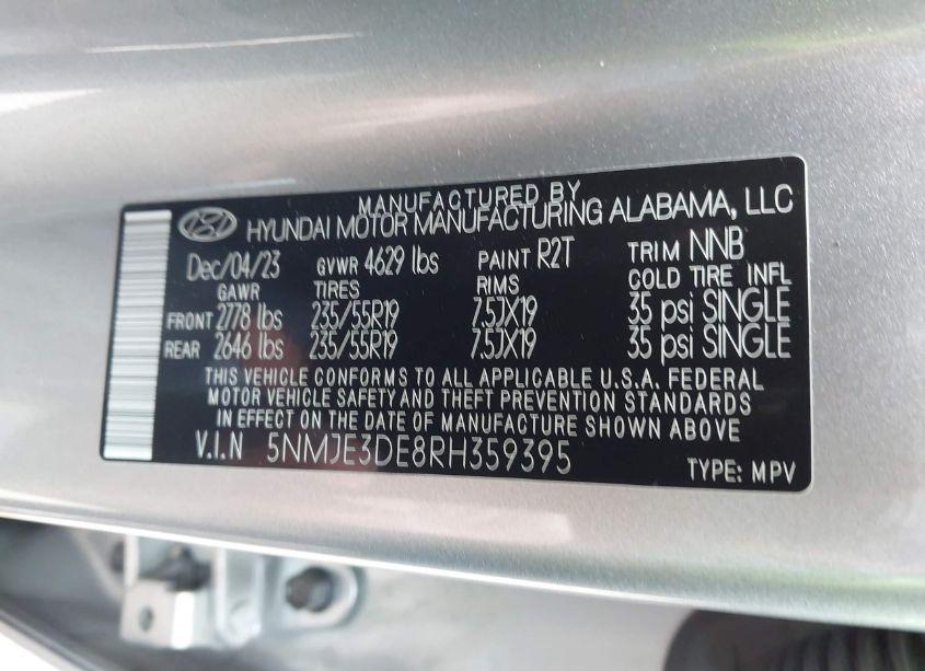 Photo 9 of 2024 Hyundai Tucson LIMITED (VIN 5NMJE3DE8RH359395)