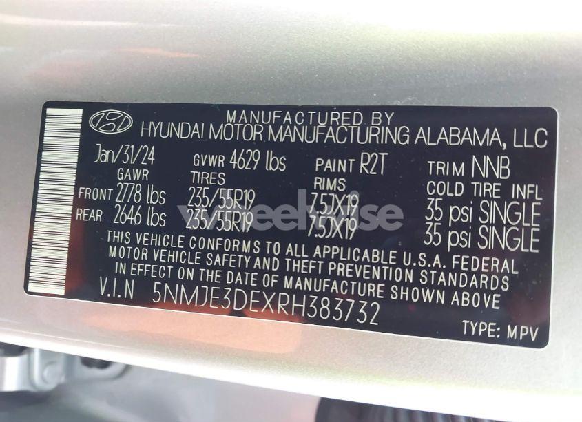 Photo 9 of 2024 Hyundai Tucson LIMITED (VIN 5NMJE3DEXRH383732)