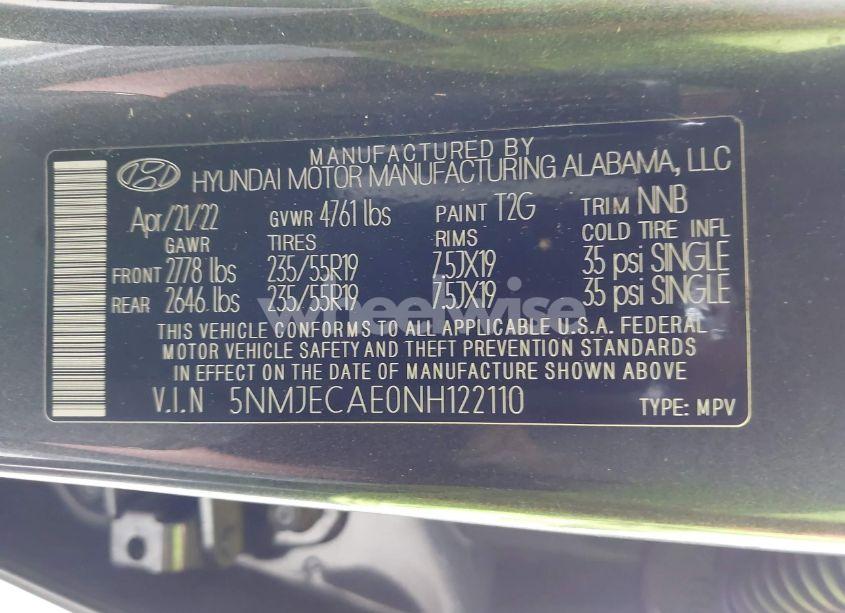 Photo 9 of 2022 Hyundai Tucson LIMITED (VIN 5NMJECAE0NH122110)