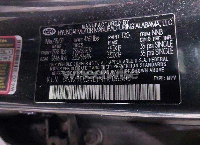 Photo 9 of 2022 Hyundai Tucson LIMITED (VIN 5NMJECAE1NH006303)