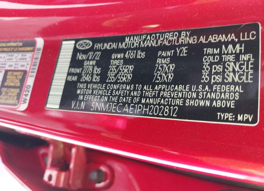 Photo 9 of 2023 Hyundai Tucson LIMITED (VIN 5NMJECAE1PH202812)