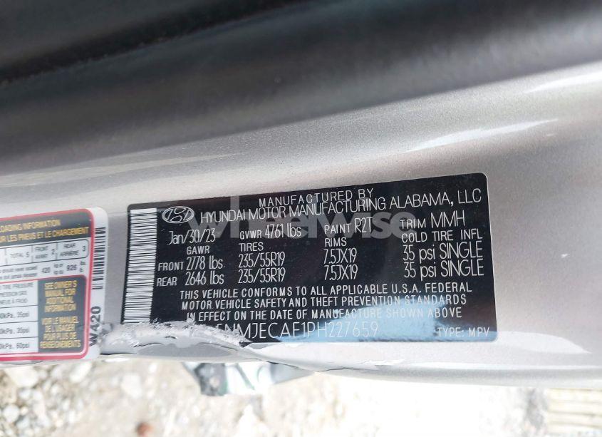 Photo 9 of 2023 Hyundai Tucson LIMITED (VIN 5NMJECAE1PH227659)