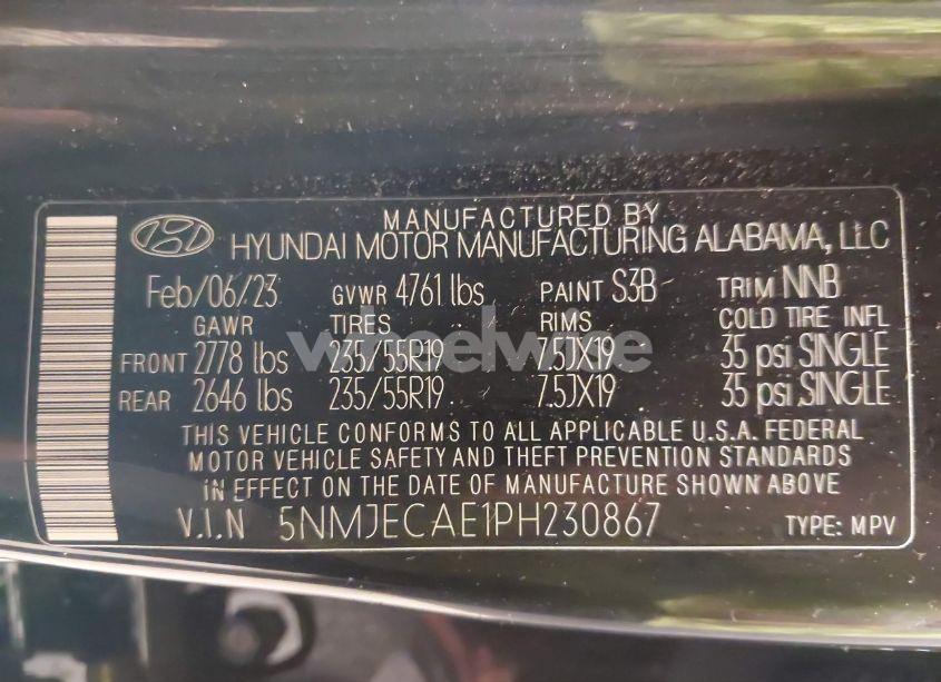 Photo 9 of 2023 Hyundai Tucson LIMITED (VIN 5NMJECAE1PH230867)