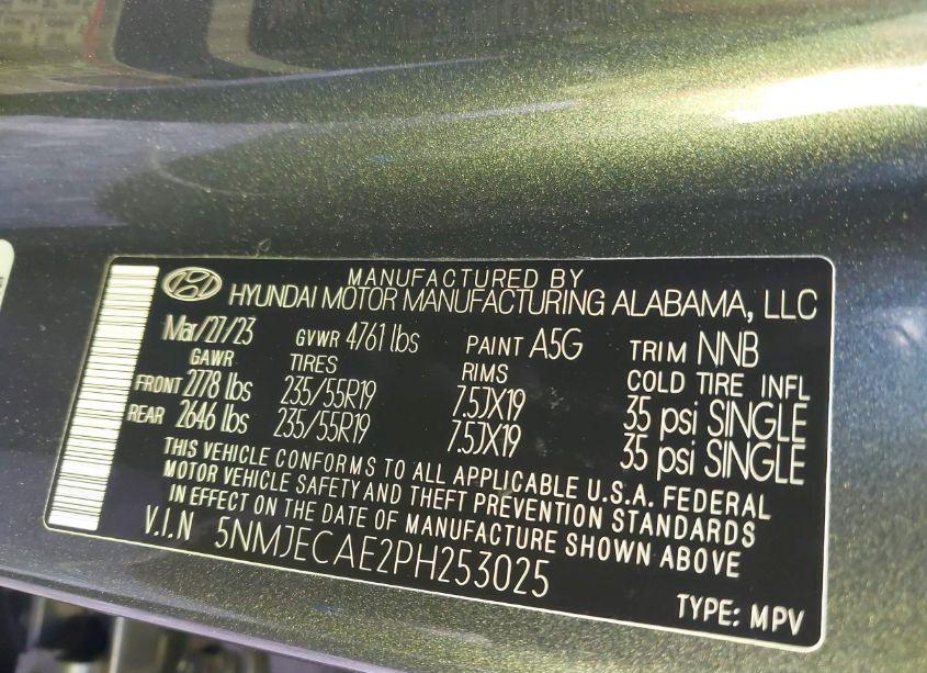 Photo 9 of 2023 Hyundai Tucson LIMITED (VIN 5NMJECAE2PH253025)