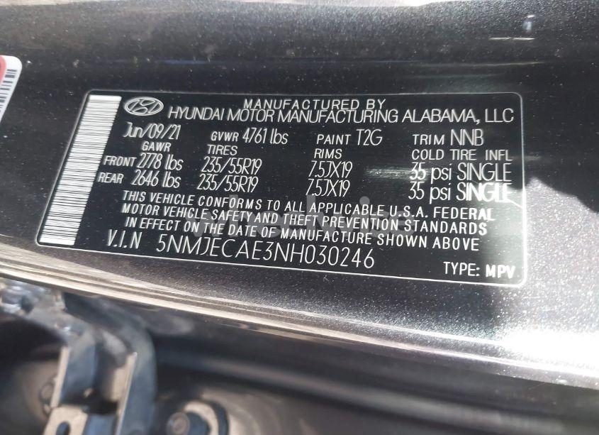 Photo 9 of 2022 Hyundai Tucson LIMITED (VIN 5NMJECAE3NH030246)