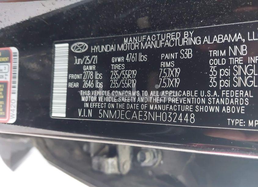 Photo 9 of 2022 Hyundai Tucson LIMITED (VIN 5NMJECAE3NH032448)