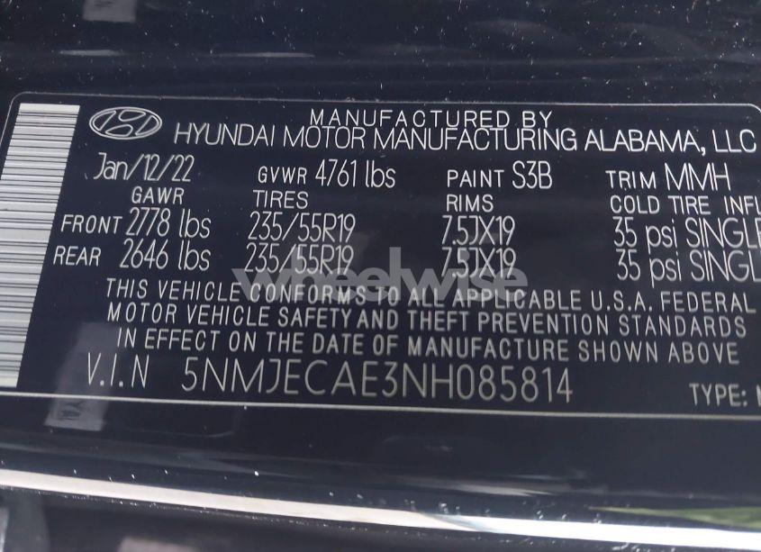 Photo 9 of 2022 Hyundai Tucson LIMITED (VIN 5NMJECAE3NH085814)