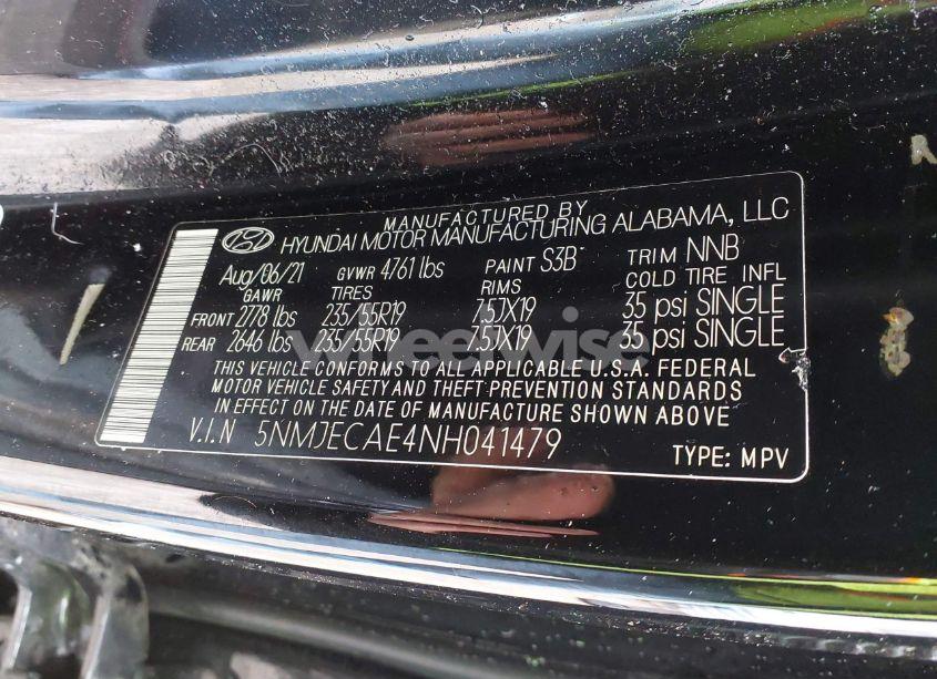 Photo 9 of 2022 Hyundai Tucson LIMITED (VIN 5NMJECAE4NH041479)