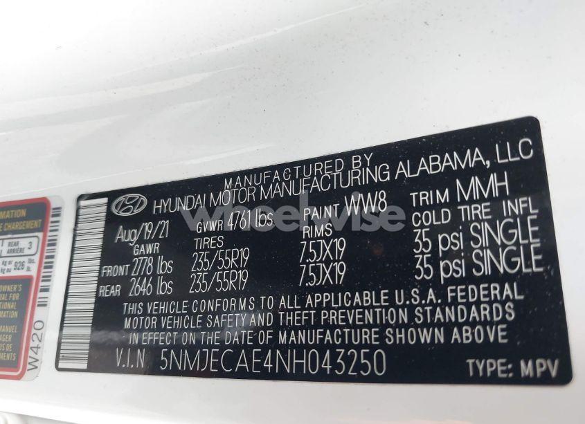 Photo 9 of 2022 Hyundai Tucson LIMITED (VIN 5NMJECAE4NH043250)