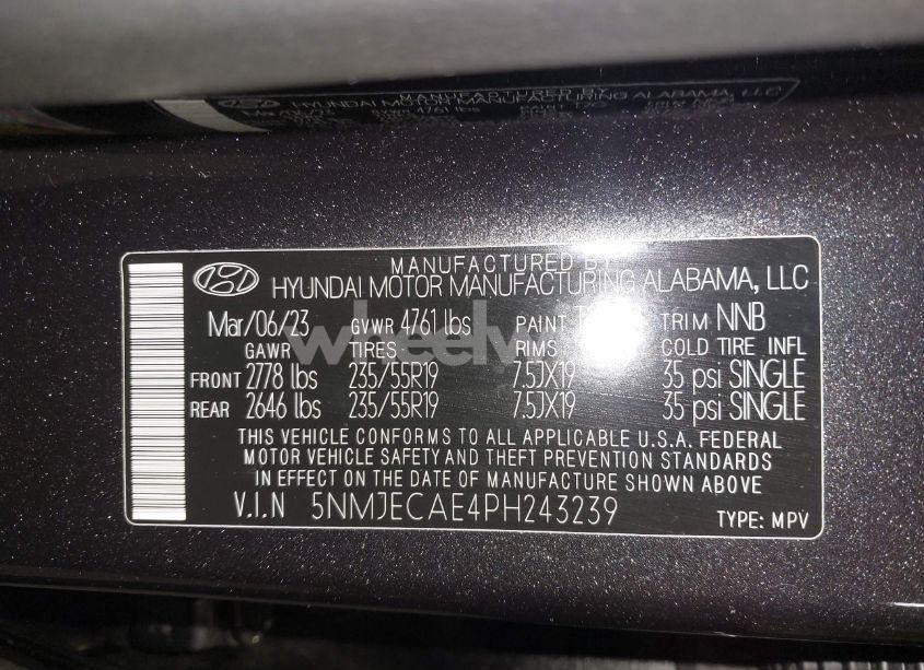 Photo 9 of 2023 Hyundai Tucson LIMITED (VIN 5NMJECAE4PH243239)