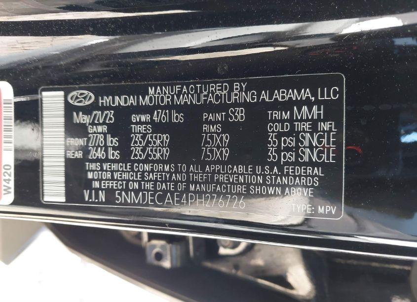 Photo 9 of 2023 Hyundai Tucson LIMITED (VIN 5NMJECAE4PH276726)