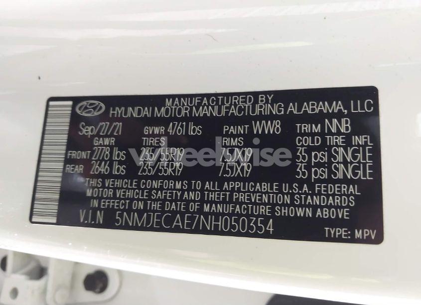 Photo 9 of 2022 Hyundai Tucson LIMITED (VIN 5NMJECAE7NH050354)